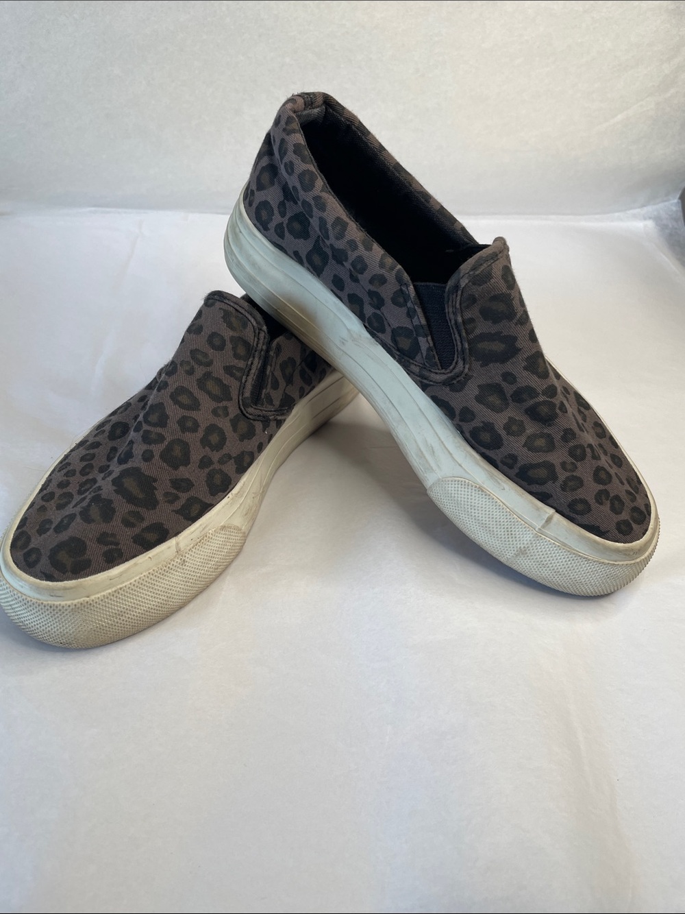 Restricted Gray Leopard-Print Slip-On Loafers